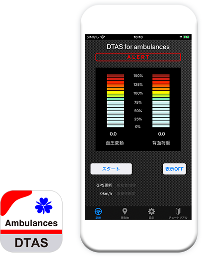 DTAS 救急車運転訓練支援システム 画面イメージ